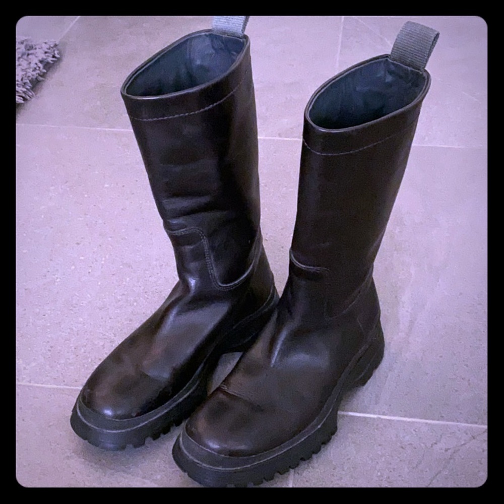 Men’s Prada Motorcycle Boots Black Leather